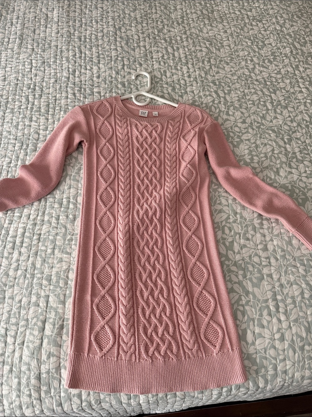 GAP Rose Pink Cable-Knit Long Sleeve Dress